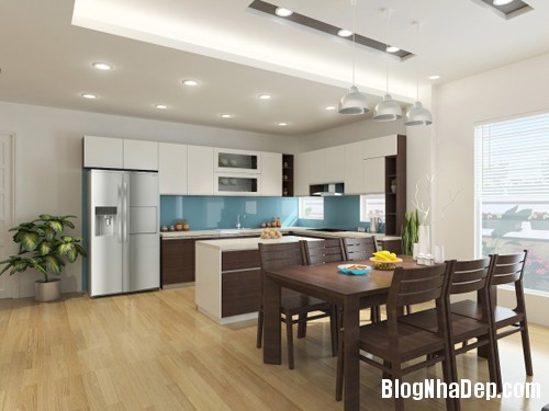 Bố trí tủ bếp liên hoàn giúp không gian nấu nướng như rộng hơn